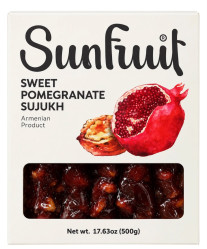 Sladký sujuk s vlaškými ořechy a přichutí granátového jablka 500g Sunfruit