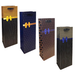 Dárková taška na láhev „S mašličkou MIX“, 36×13cm