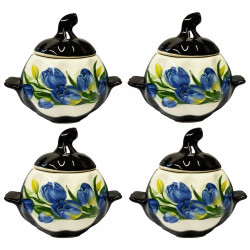 Keramický hrnec Modré tulipány 0,75l