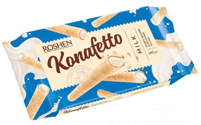 detail Oblátkové trubíče s mliekom 140g Konafetto