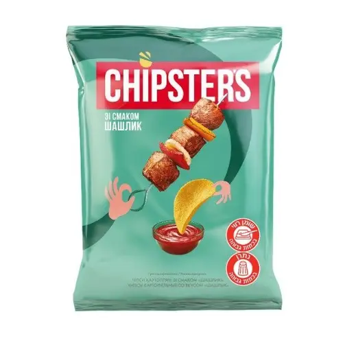 detail Bramborové chipsy s příchutí Šašlik 120g Chipsters