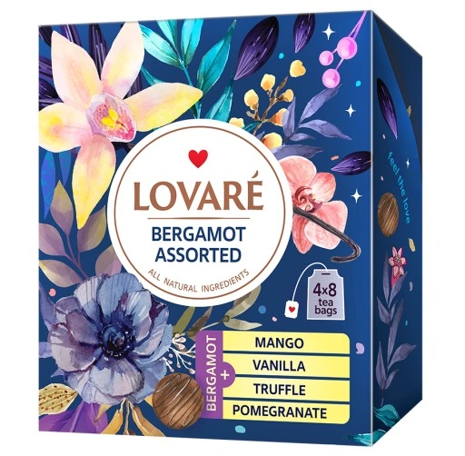 detail Čierny čaj Bergamot Assorti 32×2g Lovaré