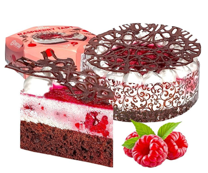 detail Dort Malinový s jogurtovým krémem-suflé a malinami 450g Vatsak