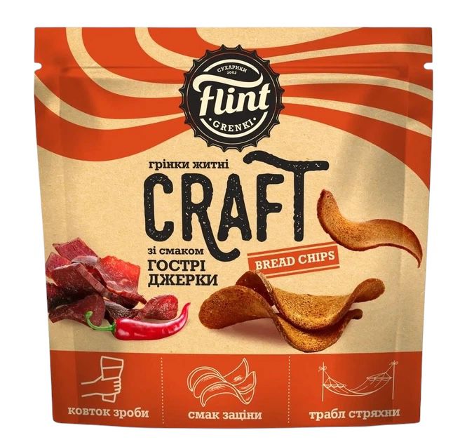 detail Krutony s příchutí pikantního jerky 80g Flint Craft Grenki