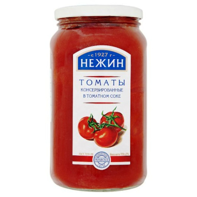 detail Paradajky v paradajkovej šťave 920 g  (čistá hmotnosť 506 g) Nižin 