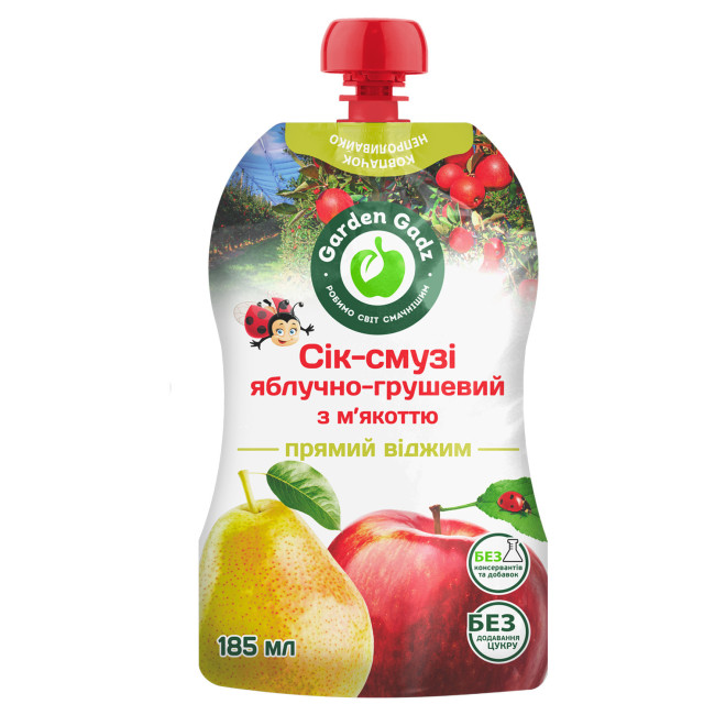detail Jablečno-hrušková šťáva-smoothie s dužinou 185ml Garden Gadz