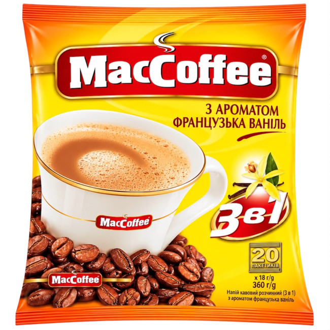 detail Instantní kávový nápoj 3v1 s příchutí francouzské vanilky 360g (20 sáčků po 18g) MacCoffee