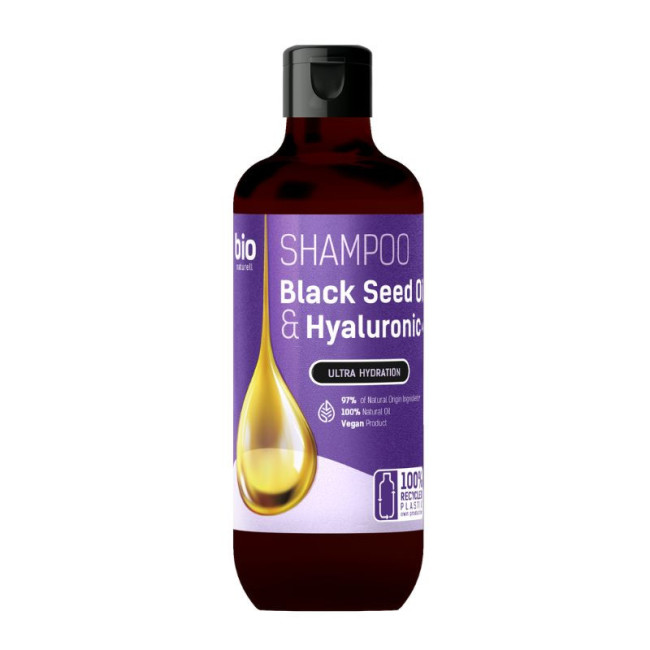 detail Šampon pro všechny typy vlasů Black Seed Oil + Hyaluronic 355ml Bio Naturell