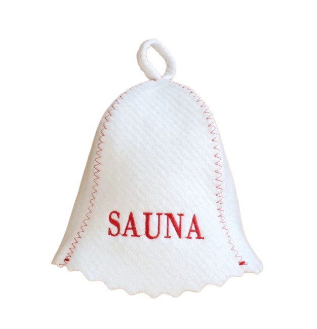 detail Čepice na banju(saunu) Sauna bílo-červená