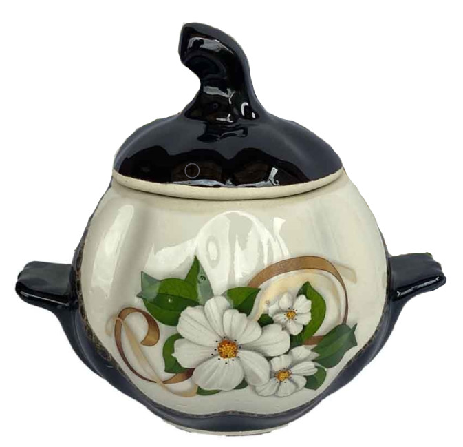 detail Keramický hrnec Bílé květy 0,75l