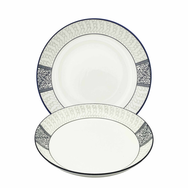 detail Porcelánový talíř „Černý vzor“, 25,3×4,5cm, 1400ml