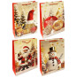 nahlad Dárkoá taška „Santa, sněhulák, čepice“, bílé s červenou 23cmx18 cm