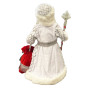 nahlad Figurka Děda Mráze v bílé se stříbrem a červenou kabelkou, s oddělením na cukrovinky a dárky, 40 cm
